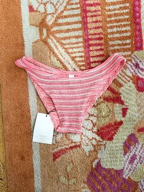 Bond-eye Australia one size OS crinkle bikini bottom pink silver threading